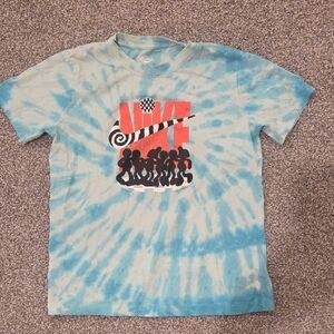Nike Kids Tie-Dye Tee Blue Aqua with Red and Black Graphic